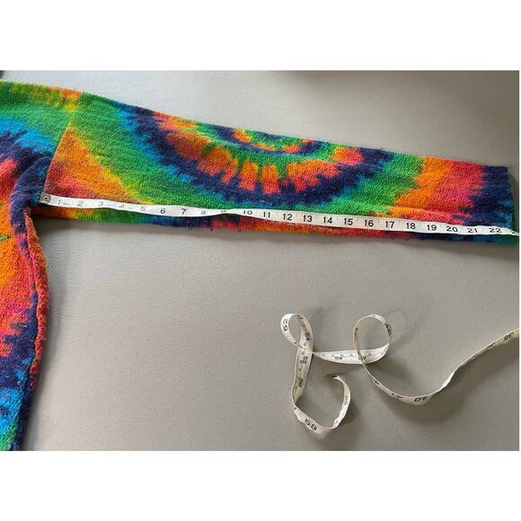 Hippie Sweatshirt Tie Dye Bright Rainbow Swirl Hoodie Long Sleeve Multicolor - Picture 13 of 14